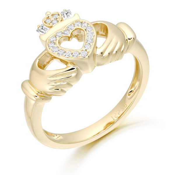 9ct Gold CZ Claddagh Ring - CL47