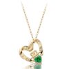 Claddagh Pendant in Floating Heart Shape with Emerald CZ and combined with Celtic Knot Design - P058G