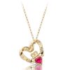 Claddagh Pendant in Floating Heart Shape with Ruby CZ and combined with Celtic Knot Design - P058R