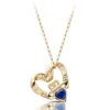 Claddagh Pendant in Floating Heart Shape with Sapphire CZ and combined with Celtic Knot Design - P058S