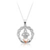 Silver Claddagh Pendant combined with Celtic Knot Design and studded with CZ - SP71