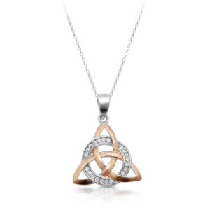 Silver Trinity Knot Celtic Pendant with Rose Gold Plating - SP88