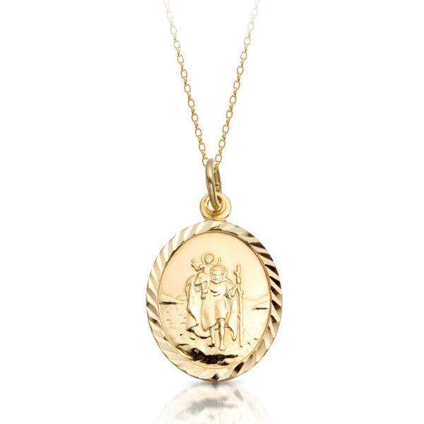 9ct Gold St Christopher Medal Pendant-ST2