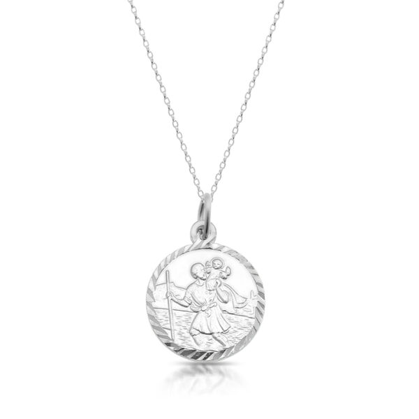 Silver Saint Christopher Medal with Beveled Edge - SST31