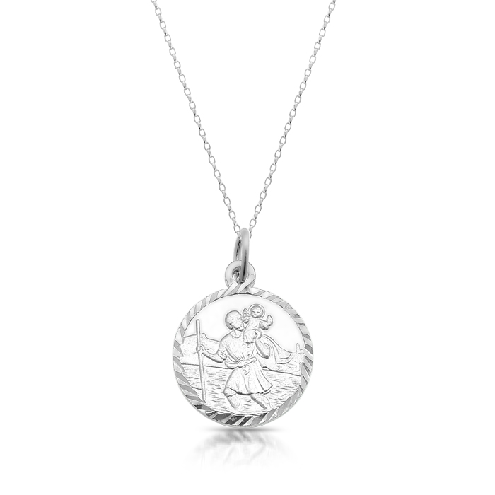 Silver Saint Christopher Medal with Beveled Edge - SST31