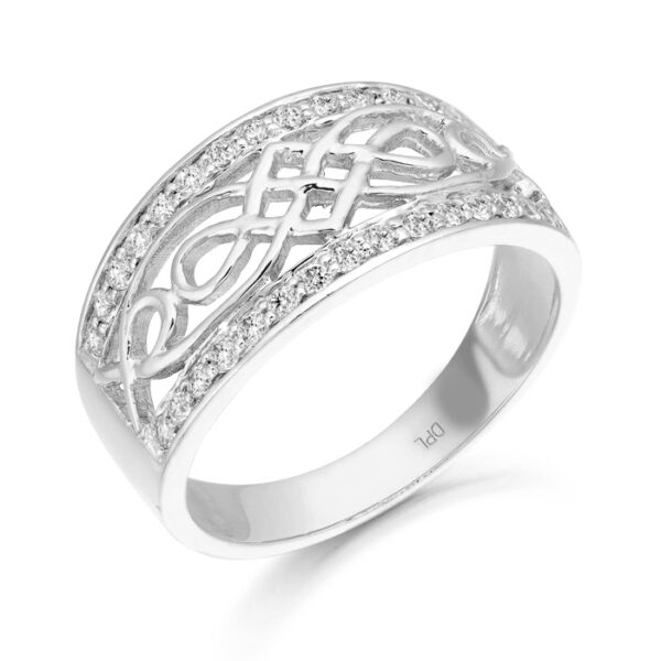 Silver Celtic Ring studded with Micro Pave Cubic Zirconia.