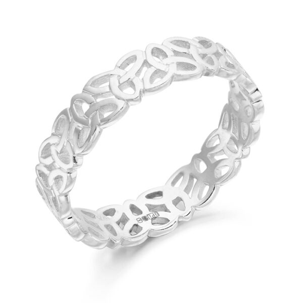 Silver Celtic Knot Wedding Ring with Trinity Knot Celtic Design.