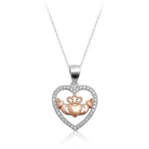 Silver CZ Claddagh Pendant-SP79