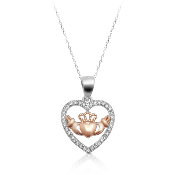 Silver CZ Claddagh Pendant-SP79