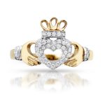 9ct Gold CZ Claddagh Ring-CL52F