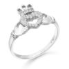 9ct White Gold Claddagh Ring-CL52W