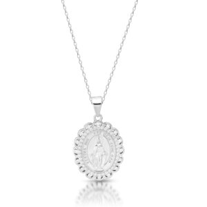 Silver Scaloped Edge CZ Miraculous Medal SM45