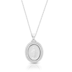 Silver Miraculous Medal Double Row CZ-SM42
