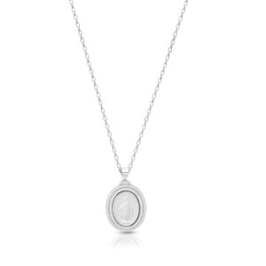 Silver Miraculous Medal Double Row CZ-SM44