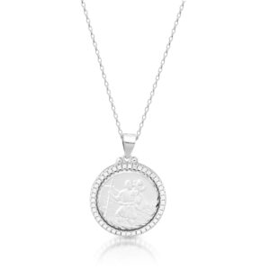 Silver CZ Saint Christopher Medal - SST34