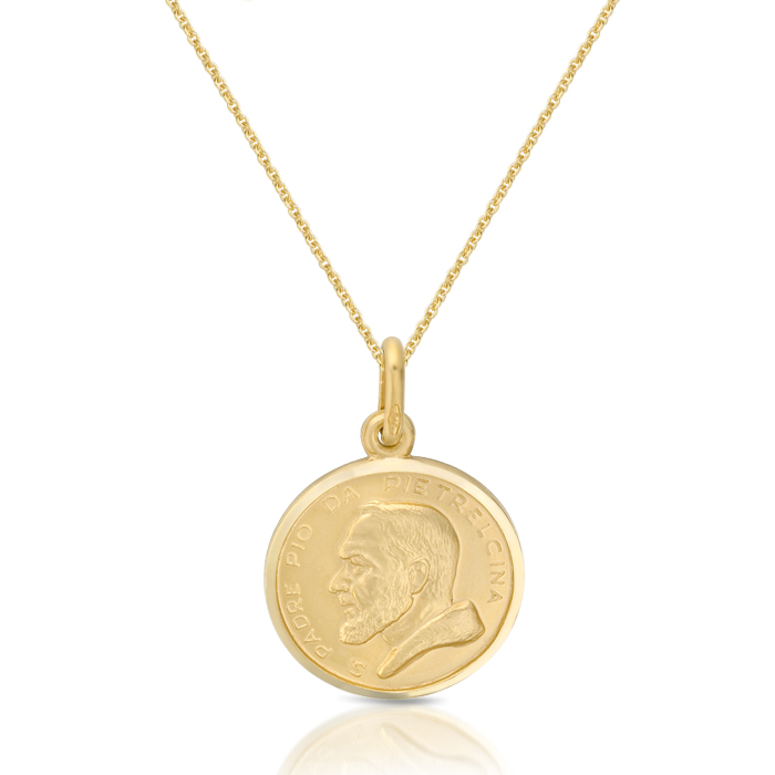 9ct Yellow Gold Padre Pio Medal-J11