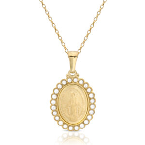 9ct Gold Miraculous Medal  Studded with Pearls MM19