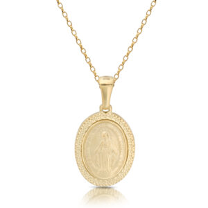 9ct Gold Miraculous Medal with  Milgrain Edge-MM22