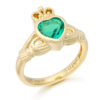 18ct Gold Emerald Diamond Claddagh Ring-DPL741