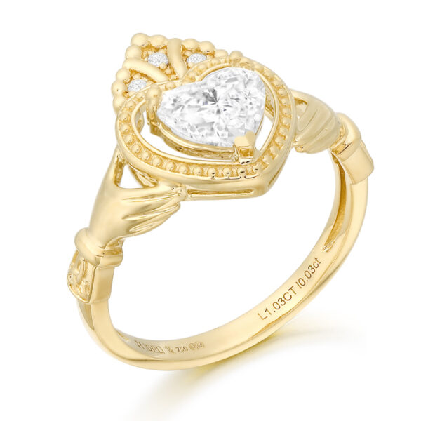 18ct-Gold-Lab-Diamond-Claddagh-Ring-DPL753 18ct Gold Lab Diamond Claddagh Ring-DPL753