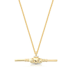 9ct Gold Claddagh T-Bar Pendant-P067