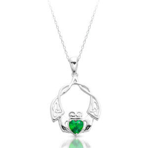 Silver Claddagh Pendant with Celtic Knot-SP049