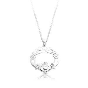Silver Claddagh Pendant with Celtic Knot design-SP051S