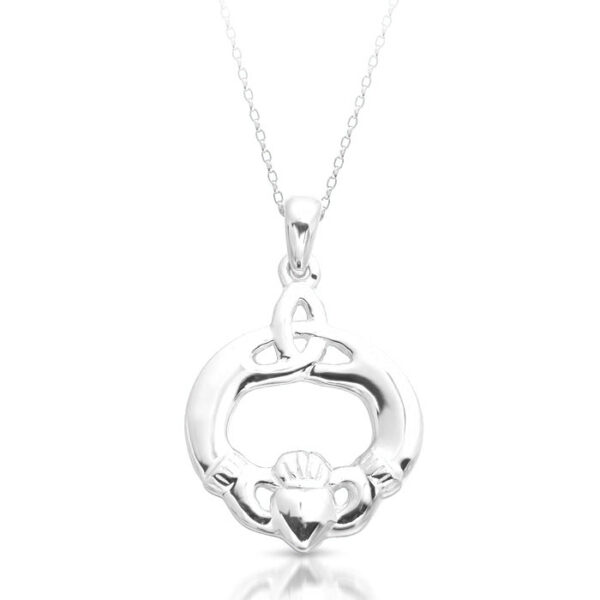 Silver Claddagh Pendant combined with Celtic Knot design-SP052