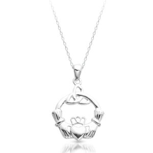 Silver Claddagh Pendant with Celtic Knot-SP054