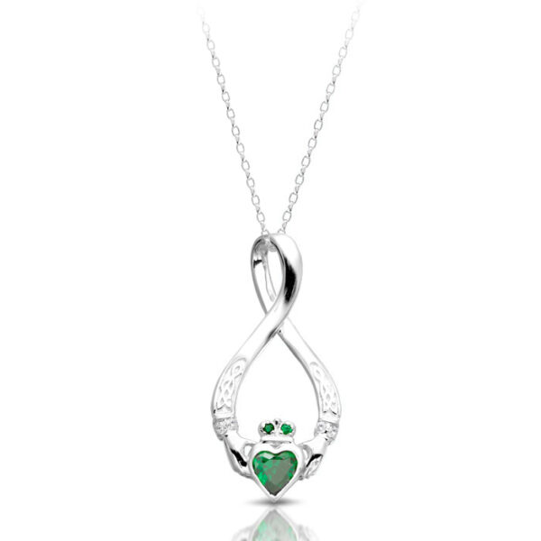 Silver Claddagh Pendant combined with Celtic Knot Design - SP055G