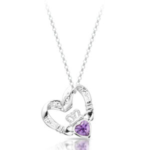 Silver Floating Heart Claddagh Pendant-SP058A