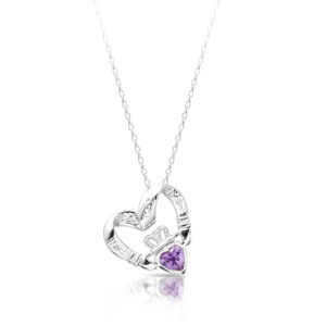 Silver Floating Heart Claddagh Pendant-SP058AS