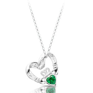 Silver Floating Heart Claddagh Pendant-SP058G