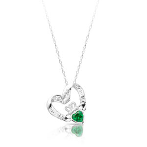 Silver Floating Heart Claddagh Pendant-SP058GS