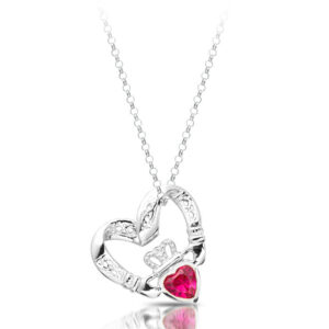 Silver Floating Heart Claddagh Pendant-SP058R