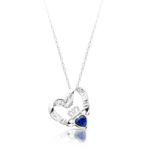 Silver Floating Heart Claddagh Pendant-SP058SS