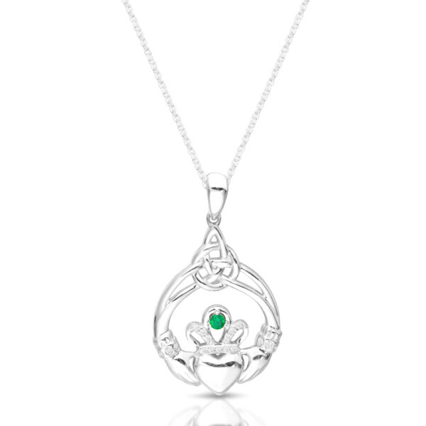 Silver Claddagh Pendant combined with Celtic Knot design-SP062