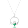 Silver Claddagh Pendant studded with CZ Emerald - SP063