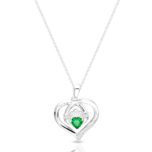 Silver Heart Shape Claddagh Pendant-SP064