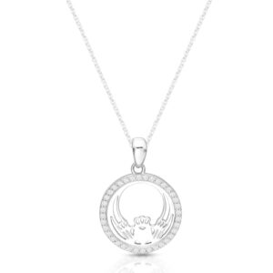 Silver CZ Claddagh Pendant-SP065