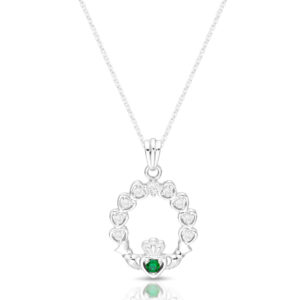 Silver Claddagh Pendant with Shamrock-SP066