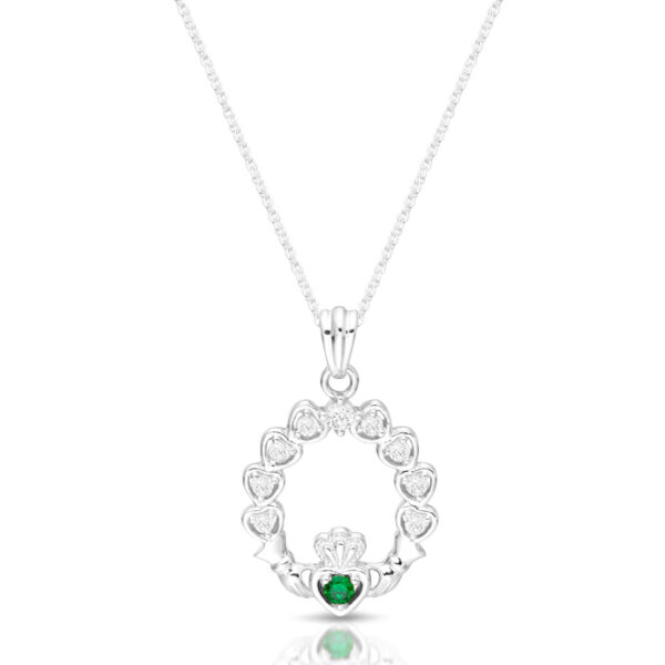 Silver Claddagh Pendant with Hearts-SP066