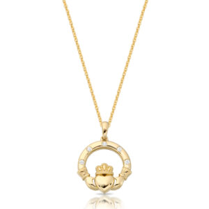 9ct Gold Claddagh Pendant-P070